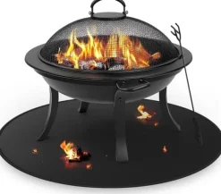 Online OBOSOE Eldstadsmatta för Solo Stove Bonfire – 60cm Rund Grillmatta, Eldfast, Vattentålig & Oljebeständig Tillbehör Till Vedeldade Kaminer & Öppna Spisar