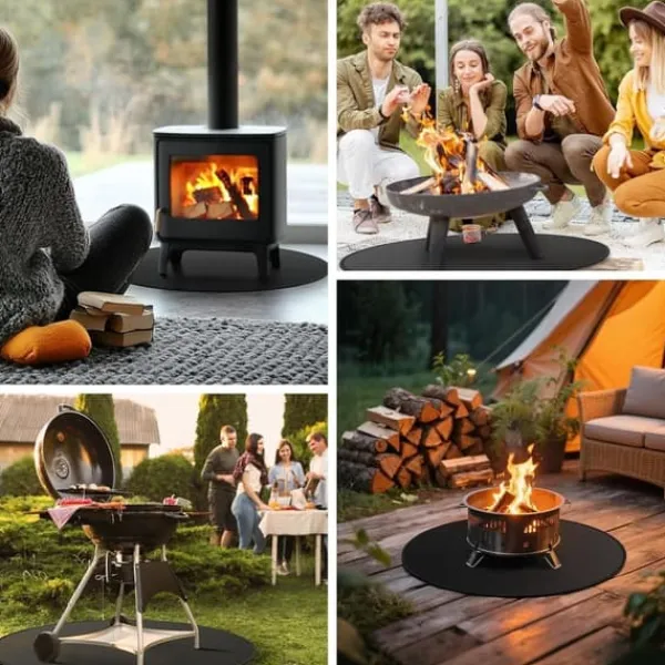 Online OBOSOE Eldstadsmatta för Solo Stove Bonfire – 60cm Rund Grillmatta, Eldfast, Vattentålig & Oljebeständig Tillbehör Till Vedeldade Kaminer & Öppna Spisar