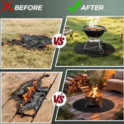 Online OBOSOE Eldstadsmatta för Solo Stove Bonfire – 60cm Rund Grillmatta, Eldfast, Vattentålig & Oljebeständig Tillbehör Till Vedeldade Kaminer & Öppna Spisar
