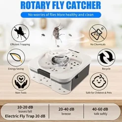 OBOSOE Elektrisk Flugfälla – Automatisk Insektsfångare för Inomhusbruk | Eliminerar Småflyg, Mygg & Gnats | Perfekt för Bostad, Veranda & Lantbruk