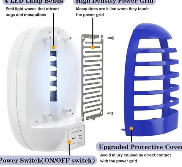 OBOSOE Elektrisk Myggdödare/Insektsdödare 2-pack – Inomhus & Utomhus Myggfångare, Flugdödare med Stickkontakt