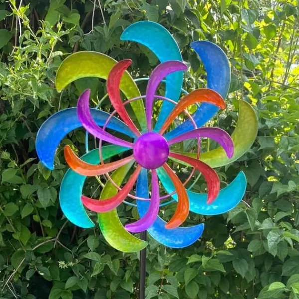 OBOSOE Färgglad Vindspel 124 x 30 cm – Roterande Vindsnurra Trädgårdsdekoration Vindmölla