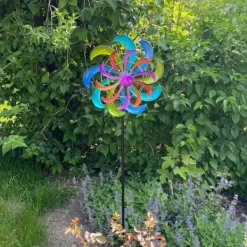 OBOSOE Färgglad Vindspel 124 x 30 cm – Roterande Vindsnurra Trädgårdsdekoration Vindmölla