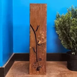 Outlet OBOSOE Handsvetsad Rustik Trädgårdspelare - Fe & Svampprydnad i Metall med Blommönster • Klätterväxtstöd • Kamouflerar Utomhuslådor Trädgårdsprydnader