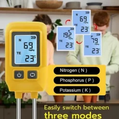 Discount OBOSOE 4-i-1 Jordmätare – PH-mätare, NPK, Fuktighet och Temperatur med LCD Display för Trädgård, Växter och Växthus Trädgårdsverktyg