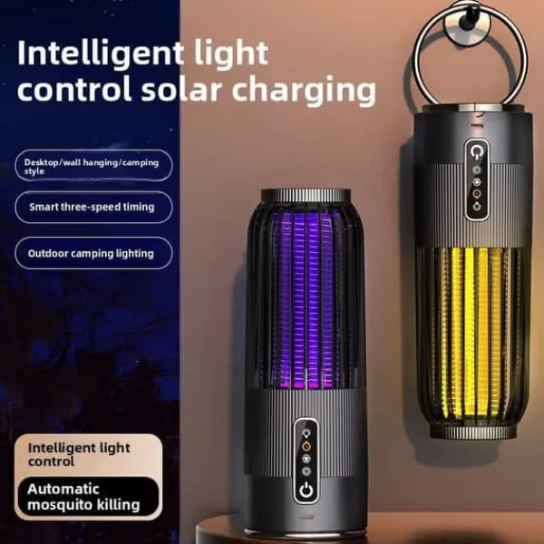 OBOSOE 2-i-1 Portabel Myggdödare/Mygglampa – USB & Solenergi, Uppladdningsbar Insektsdödare Myggfångare Insektsmedel & Djuravvisande Medel