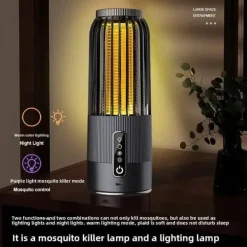 OBOSOE 2-i-1 Portabel Myggdödare/Mygglampa – USB & Solenergi, Uppladdningsbar Insektsdödare Myggfångare Insektsmedel & Djuravvisande Medel