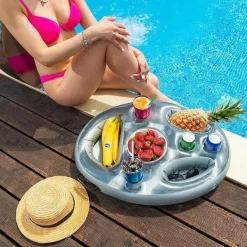 Hot OBOSOE Inflatable Drink Holder för Pool och Badkar – Flytande matbricka,Perfekt för Sommarens Pooltillbehör Pool- & Spatillbehör