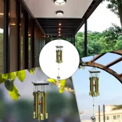 Outlet OBOSOE Kopparfjärils trä och aluminium vindspel 26 tum – perfekt för uteplats och balkong Vinddekoration