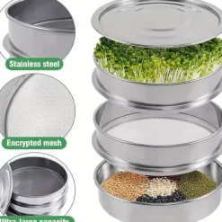 OBOSOE 3-lagers rostfritt stål grokit - Staplingsbara grobrickor för odling av färska organiska groddar som lusern, rädisa, broccolispiror, vetegräs | CDON