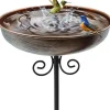 OBOSOE Liten Metall Birdbath för Utomhus, 25 cm Skål med Ställning – Rustfri Fågelbad för Trädgård, Gräsmatta, Patio – 1,5 Liter Kapacitet
