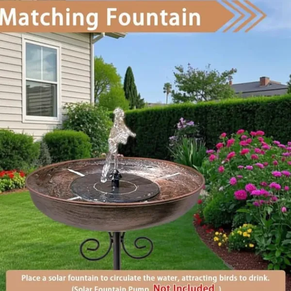 OBOSOE Liten Metall Birdbath för Utomhus, 25 cm Skål med Ställning – Rustfri Fågelbad för Trädgård, Gräsmatta, Patio – 1,5 Liter Kapacitet