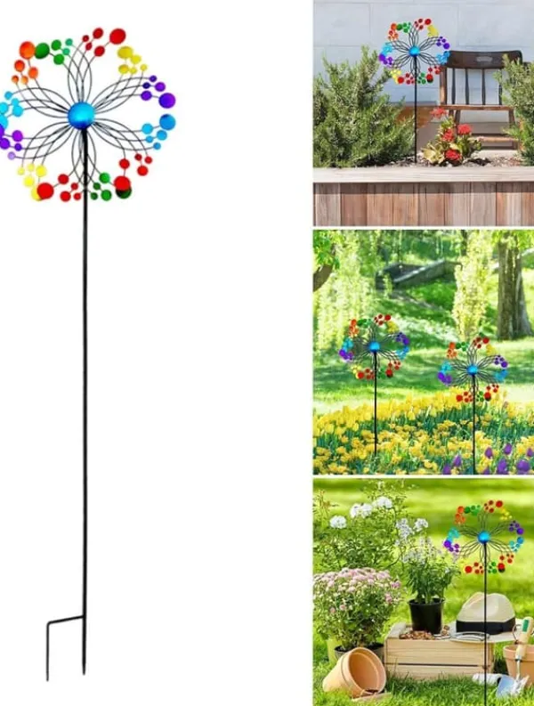 OBOSOE Metall Vindspel – 3D Kinetic Roterande Vindsnurra för Trädgård, Balkong & Uteplats, Batterifri