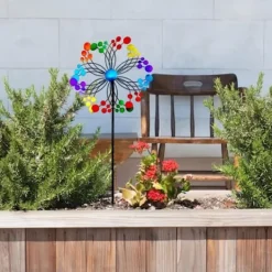 OBOSOE Metall Vindspel – 3D Kinetic Roterande Vindsnurra för Trädgård, Balkong & Uteplats, Batterifri