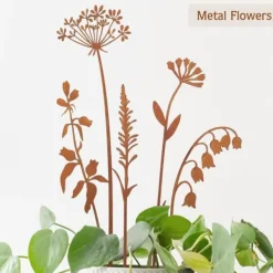 OBOSOE Metallblommor för Utomhusbruk – Dekorativa Trädgårdspinnar & Blomsterbäddsdekoration