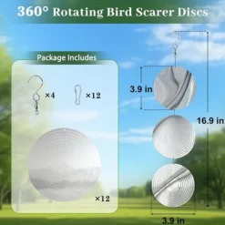 OBOSOE 4-Pack Fågelskrämma – Reflekterande 3D Vindspel mot Svalor & Sparvar – Dekoration för Trädgård, Altan & Fönster