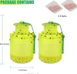 Hot OBOSOE 2-pack Flugfälla / Getingfälla Utomhus – Återanvändbar fluginfångare med Bete för Getingar, Flugor & Fruktflugor Skadedjursfällor