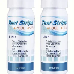 OBOSOE 100-pack 6-i-1 Pool- och Spa-teststickor , Vattentestare - pH, Klor, Alkalinitet, Cyanursyra, Hårdhet