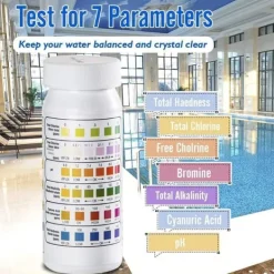 OBOSOE 100-pack 6-i-1 Pool- och Spa-teststickor , Vattentestare - pH, Klor, Alkalinitet, Cyanursyra, Hårdhet