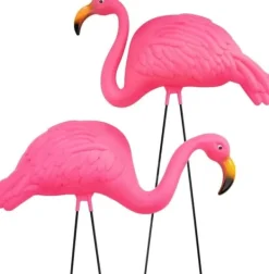 Hot OBOSOE 2-pack rosa flamingo trädgårdsprydnader – 60 cm plaststatyer för utomhusdekoration Trädgårdsprydnader