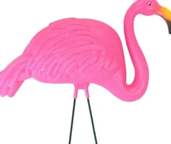 Hot OBOSOE 2-pack rosa flamingo trädgårdsprydnader – 60 cm plaststatyer för utomhusdekoration Trädgårdsprydnader