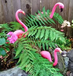 Hot OBOSOE 2-pack rosa flamingo trädgårdsprydnader – 60 cm plaststatyer för utomhusdekoration Trädgårdsprydnader