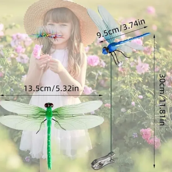 New OBOSOE 52-pack Trädgårdsdekoration – 3D PVC Fjärilar på Pinnar & Trollsländor med Klämma,för Utomhus Blomster- & Balkongdekor Trädgårdsprydnader