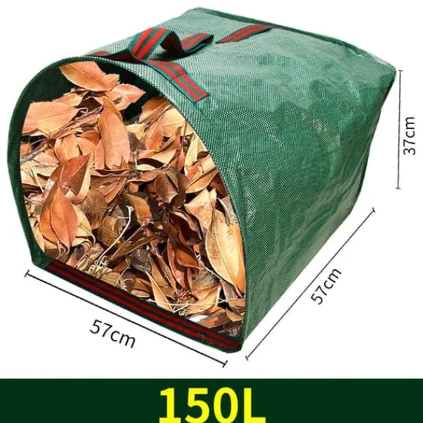 OBOSOE 2-Pack Trädgårdssäckar 150L – Hopfällbara Lövsäckar, Återanvändbara Tunga Säckar för Löv, Gräs
