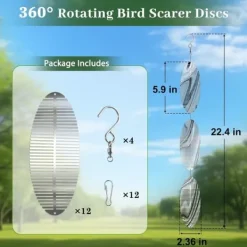 OBOSOE 4-Pack Vindspel för Fåglar – 3D Reflex, Håller Fåglar Borta från Trädgård, Altan & Fönster