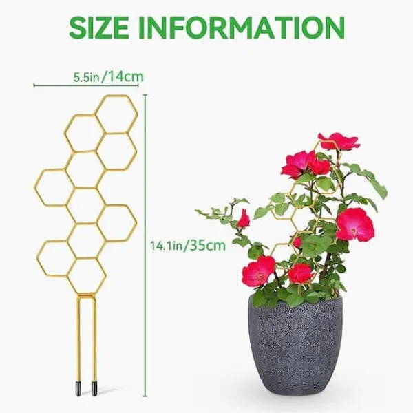 Online OBOSOE 4-pack växtstöd i metall – Guldfärgat klätterstöd i bikakemönster för krukväxter, blommor & klätterväxter Krukor & Växtbehållare