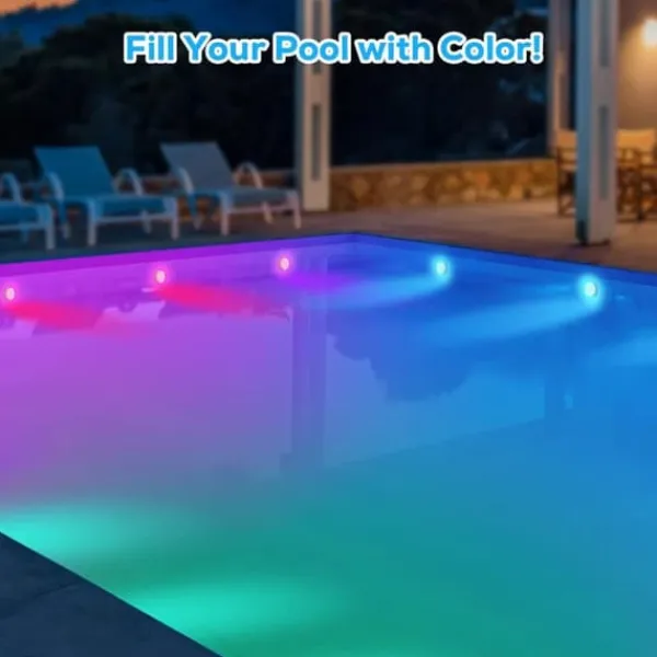 OBOSOE Poolbelysning 2-pack Uppladdningsbara LED Undervattenslampor, IP68 Vattentäta med Fjärrkontroll – För Pool, Spa & Fest