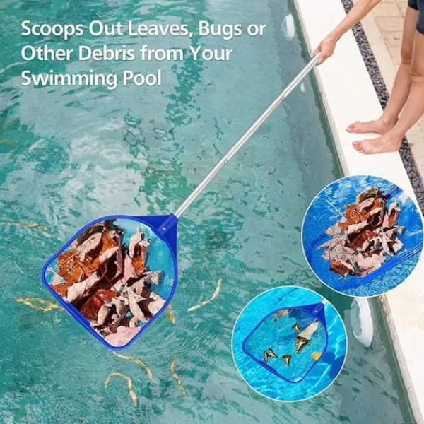 New OBOSOE Poolrengöringsnät 160 cm med 5-delad Teleskopstång – Lövräfsa för Dammar och Spa Pool- & Spatillbehör