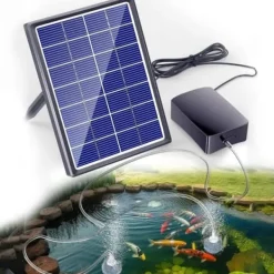 OBOSOE Solcellsdriven syrepump för damm och akvarium – Tyst luftpump med solpanel för utomhusbruk