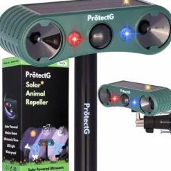 Hot OBOSOE Solenergi utomhus drivmedel – Ultrasonisk rörelse med LED-ljus – Vattentät avvisare för rådjur, katt, gnagare Insektsmedel & Djuravvisande Medel