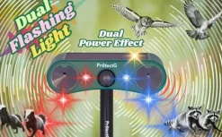 Hot OBOSOE Solenergi utomhus drivmedel – Ultrasonisk rörelse med LED-ljus – Vattentät avvisare för rådjur, katt, gnagare Insektsmedel & Djuravvisande Medel