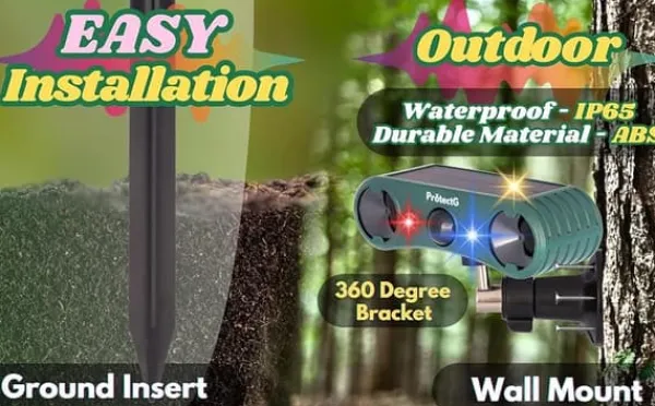 Hot OBOSOE Solenergi utomhus drivmedel – Ultrasonisk rörelse med LED-ljus – Vattentät avvisare för rådjur, katt, gnagare Insektsmedel & Djuravvisande Medel