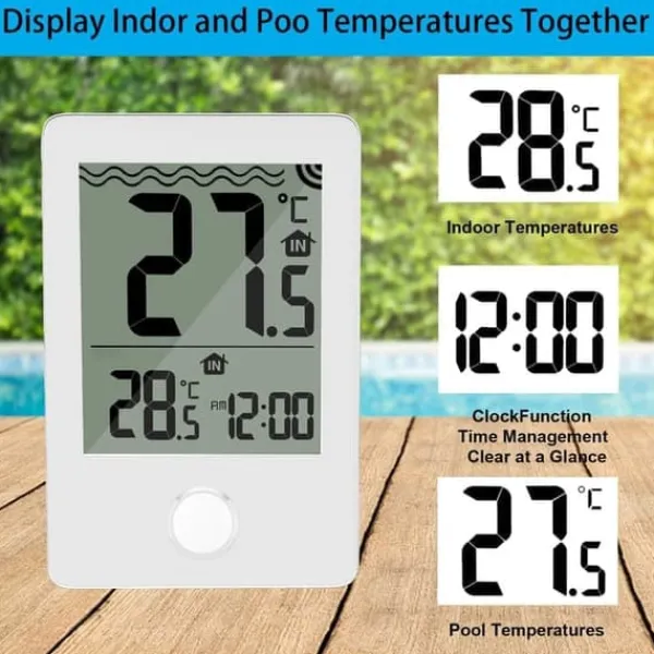 OBOSOE Trådlös Flytande Pooltermometer med Fjärravläsning, LED-display & RCC – Vattentålig IPX8, Perfekt för Pool & Spa