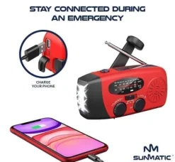 Discount OBOSOE Vevradio med Solceller, LED Ficklampa och 2000mAh Powerbank SOS SUNMATIC - Väderradio för hem- och campingnödsituationer med AM/FM-radio Beredskapsplaner