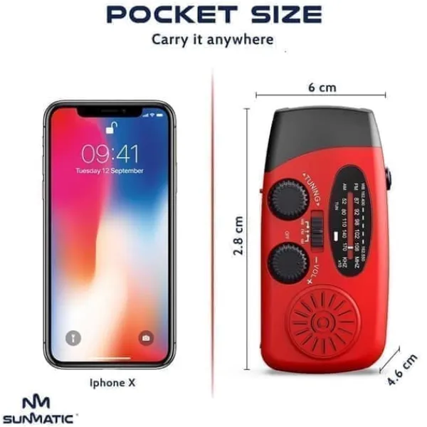 Discount OBOSOE Vevradio med Solceller, LED Ficklampa och 2000mAh Powerbank SOS SUNMATIC - Väderradio för hem- och campingnödsituationer med AM/FM-radio Beredskapsplaner