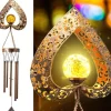 Discount OBOSOE Vindspel Med Solcell LED – Sprucken Glasboll, Trädgårdsdekoration Utomhusbelysning, Present Till Mamma Och Kvinnor Vinddekoration