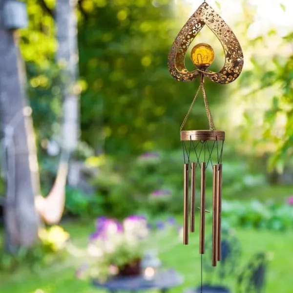 Discount OBOSOE Vindspel Med Solcell LED – Sprucken Glasboll, Trädgårdsdekoration Utomhusbelysning, Present Till Mamma Och Kvinnor Vinddekoration