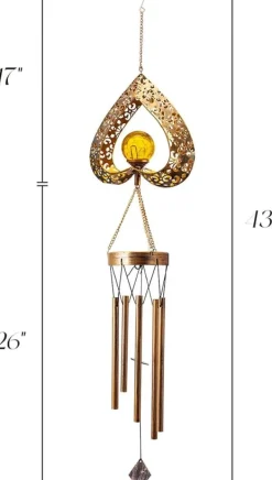 Discount OBOSOE Vindspel Med Solcell LED – Sprucken Glasboll, Trädgårdsdekoration Utomhusbelysning, Present Till Mamma Och Kvinnor Vinddekoration
