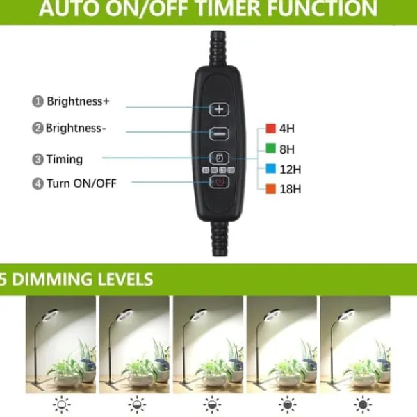 New OBOSOE 50W Växtlampa - 6000K Fullspektrum LED Växtljus med Timer 4/8/12h & Höjdjustering - Perfekt för Inomhusväxter Krukväxter Inomhus