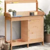 Sale Odlingsbänk med skåp brun 110,5x45x124,5 cm massivt granträ Planteringsbänkar