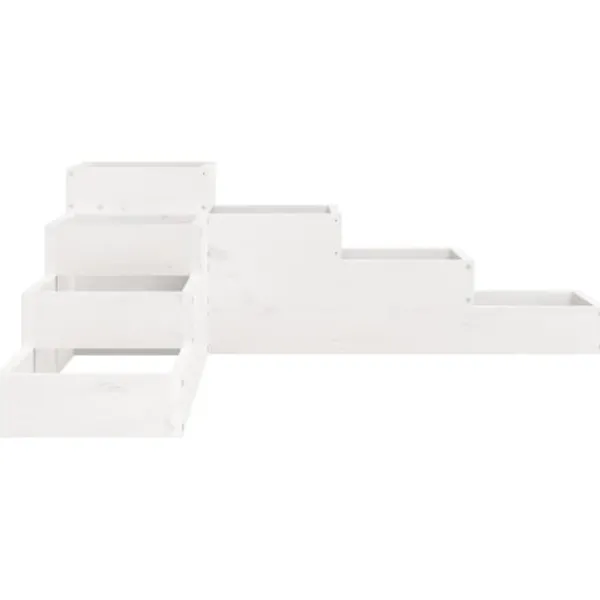 Odlingslåda 4 nivåer i massiv furu - Perfekt för blommor & grönsaker | Färg: Vit | Storlek: 106x104,5x36 cm Krukor & Växtbehållare