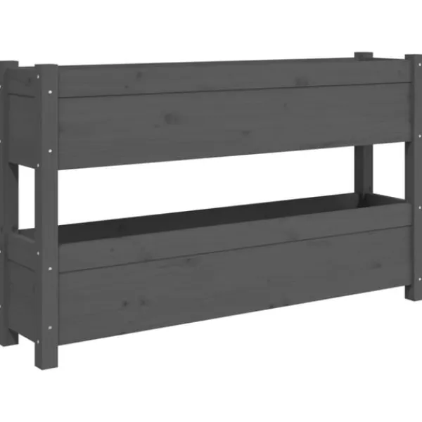 Sale Odlingslåda grå 112x25x66 cm massiv furu Planteringsbänkar
