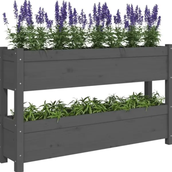 Sale Odlingslåda grå 112x25x66 cm massiv furu Planteringsbänkar