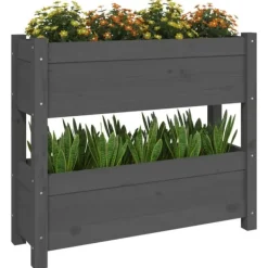 vidaXL Odlingslåda grå 77x25x66 cm massiv furu