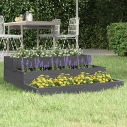 Discount Odlingslåda grå 78x78x27 cm massiv furu Planteringsbänkar