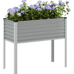 vidaXL Odlingslåda grå 100x45x90 cm stål